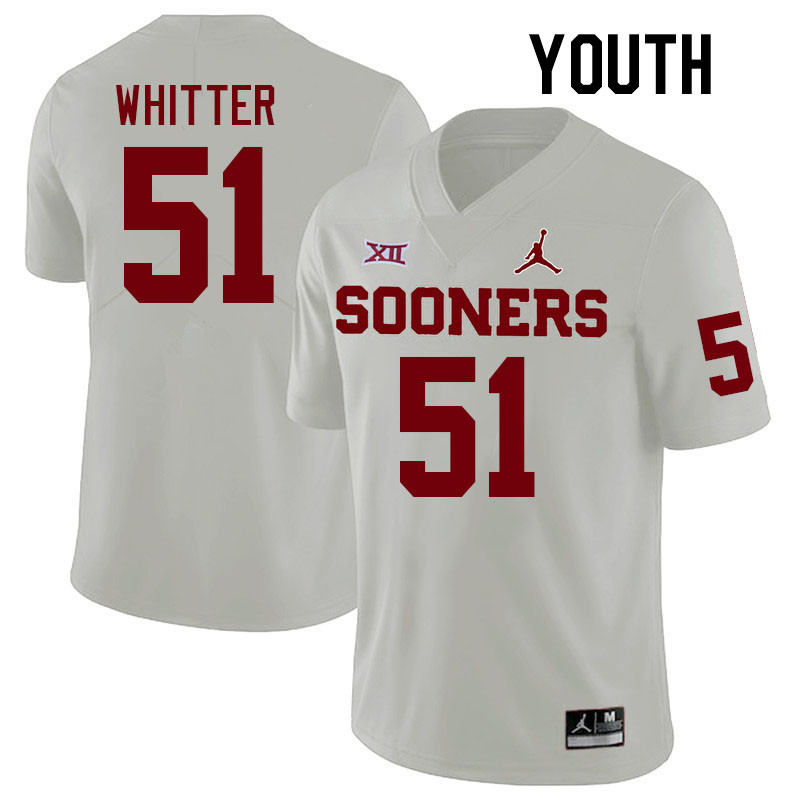 Youth #51 Shane Whitter Oklahoma Sooners College Football Jerseys Stitched-White